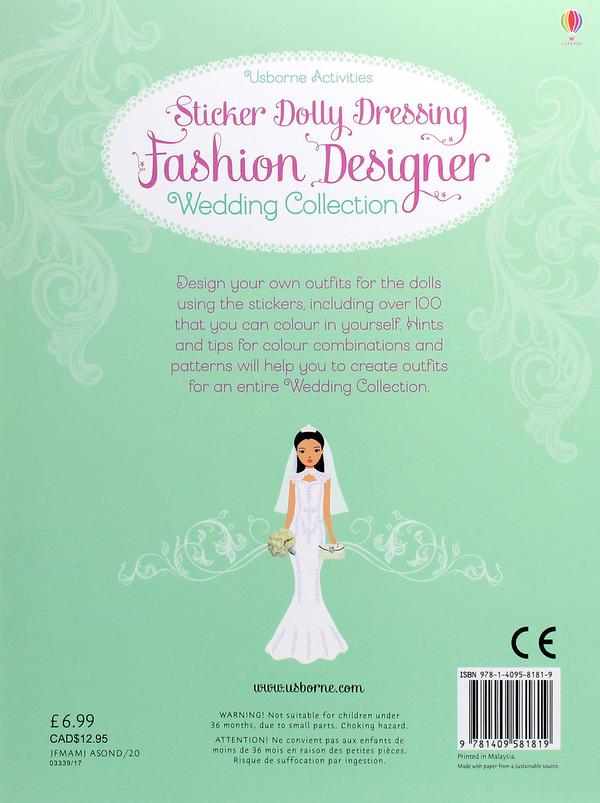 Паперова книга «Sticker Dolly Dressing Fashion Designer. Wedding Collection», автор Фіона Вотт - фото №1