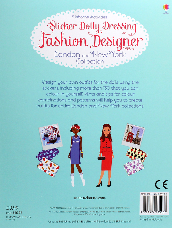 Бумажная книга «Sticker Dolly Dressing Fashion Designer. London and New York Collection», автор Фиона Уотт - фото №1