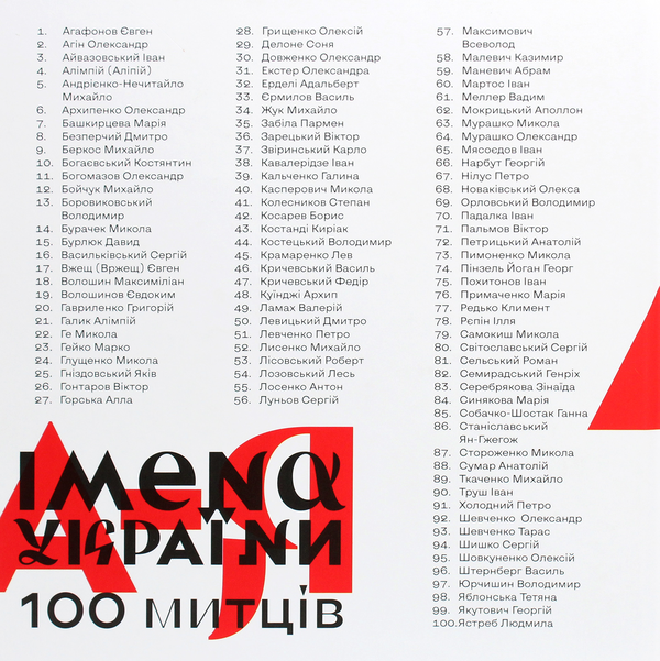 Паперова книга «Імена України. 100 митців» - фото №1