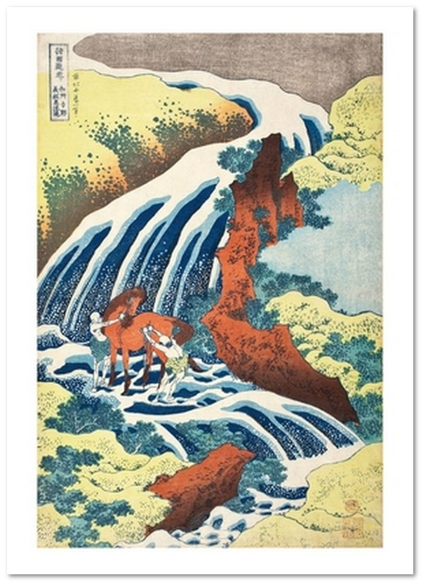 «Открытка Katsushika Hokusai — The Yoshitsune Horse-Washing Falls at Yoshino, Izumi Province (KH11)», бренда Artistic Card - фото №1