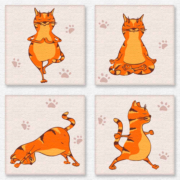  «Набір для розпису по номерах Идейка Поліптих Yoga-cat 18х18 (KNP010)», бренда Идейка - фото №1