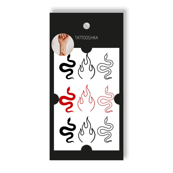  «Тимчасове тату Tattooshka Змійки і вогники (L-30)», бренда Tattooshka - фото №1