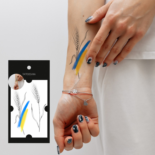«Тимчасове тату Tattooshka Українські колоски (L-43)», бренда Tattooshka - фото №1