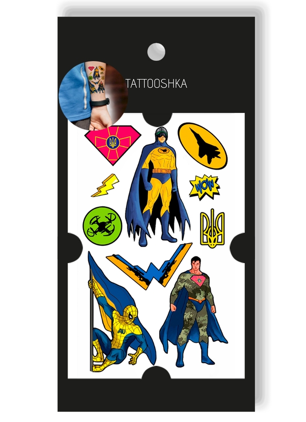 «Тимчасове тату Tattoshka Супергерої міні (L-60)», бренда Tattooshka - фото №1