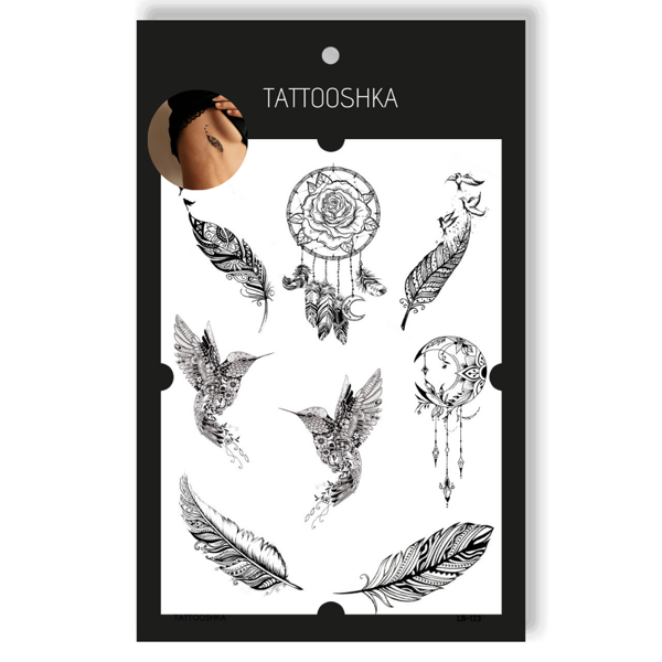 «Тимчасове тату Tattooshka Пера з мандалами (LB-123)», бренда Tattooshka - фото №1