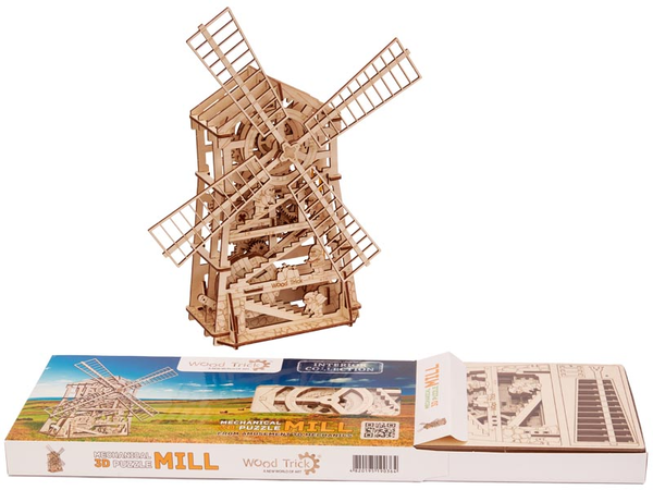  «Механический 3D-пазл Wood Trick Мельница (0001a)», бренда Wood Trick - фото №1