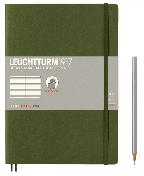  «Записная книжка Leuchtturm1917 средняя В5 точки хаки (349285)», бренда Leuchtturm1917 - фото №1