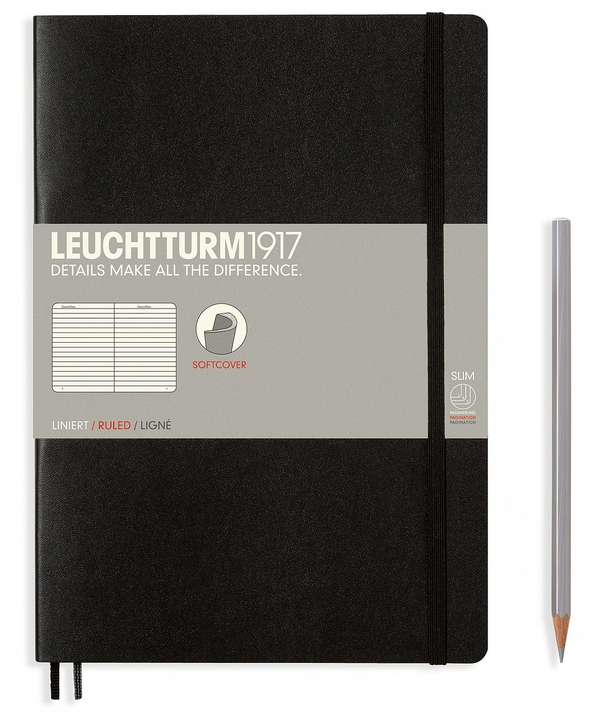  «Записная книжка Leuchtturm1917 средняя В5 линейка черная (349296)», бренда Leuchtturm1917 - фото №1