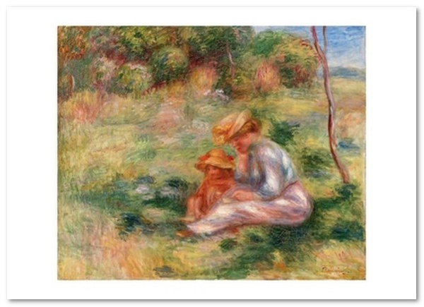 «Открытка Pierre-Auguste Renoir — Woman and Child in the Grass (PAR09)», бренда Artistic Card - фото №1