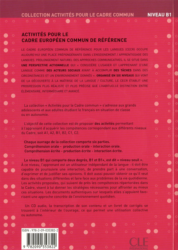 Бумажная книга «Collection Activites Pour le Cadre Commun, Niveau B1», автор Мари-Луиза Паризет - фото №1