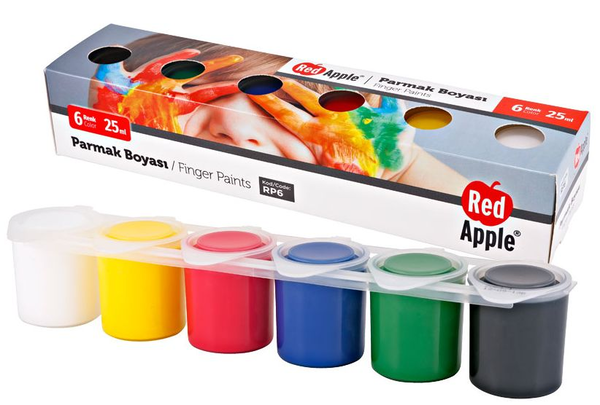  «Краски Red Apple пальчиковые 6 цветов 25 мл (RP6)», бренда Red Apple - фото №1
