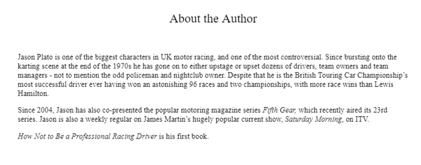 Бумажная книга «How Not to Be a Professional Racing Driver», автор Джейсон Платон - фото №1
