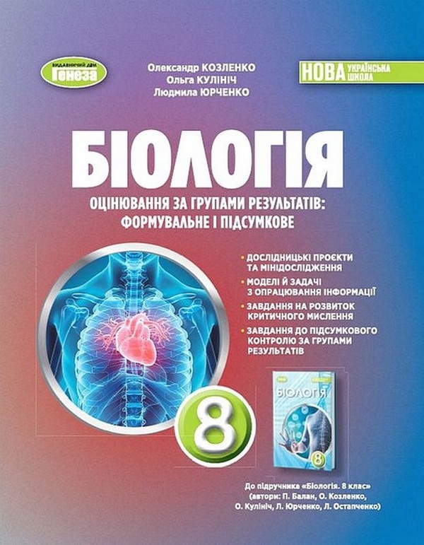 Біологія. 8 клас. Оцінювання за групами результатів:...
