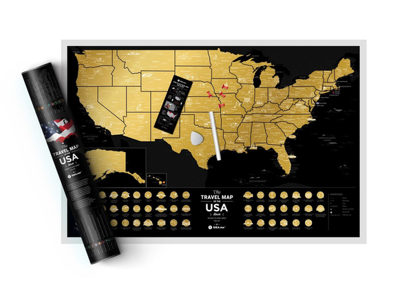  «Скретч карта 1DEA.me Travel Map of the USA Black на английском языке (USAB)», бренда 1DEA.me - фото №1