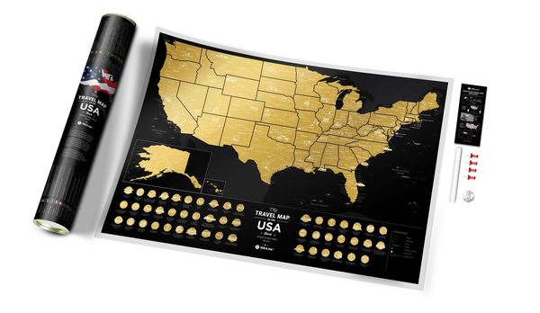  «Скретч карта 1DEA.me Travel Map of the USA Black на английском языке (USAB)», бренда 1DEA.me - фото №1