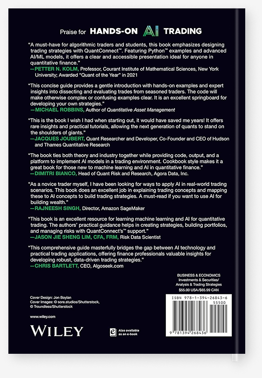Бумажная книга «Hands-On AI Trading with Python, QuantConnect, and AWS», авторов Эрнест П. Чан, Джаред Брод, Иржи Пик, Филип Сан, Вивек Сингх - фото №1