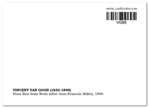 «Открытка Vincent van Gogh — Noon Rest from Work (after Jean-Francois Millet) (VG85)», бренда Artistic Card - фото №1