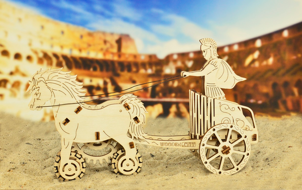  «Механический 3D пазл WOODEN.CITY Римская колесница (WDC301)», бренда WOODEN.CITY - фото №1