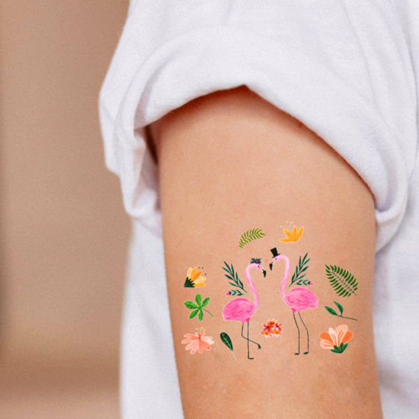 «Тимчасове тату Tattooshka Рожеві фламінго (WS-A239)», бренда Tattooshka - фото №1