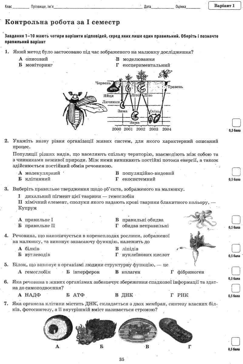 [object Object] «Біологія. 9 клас. Зошит для контролю знань (+ зошит для практичних робіт, лабораторних робіт і досліджень)», авторів Ольга Кулініч, Людмила Юрченко - фото №4 - мініатюра