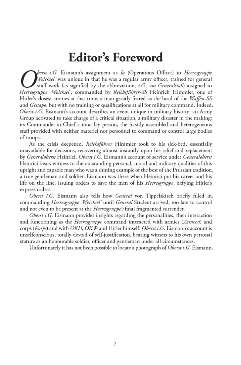 [object Object] «Under Himmler's Command: The Personal Recollections of Oberst Hans-Georg Eismann, Operations Officer, Army Group Vistula, Eastern Front 1945», автор Ганс-Георг Айсманн - фото №5 - миниатюра