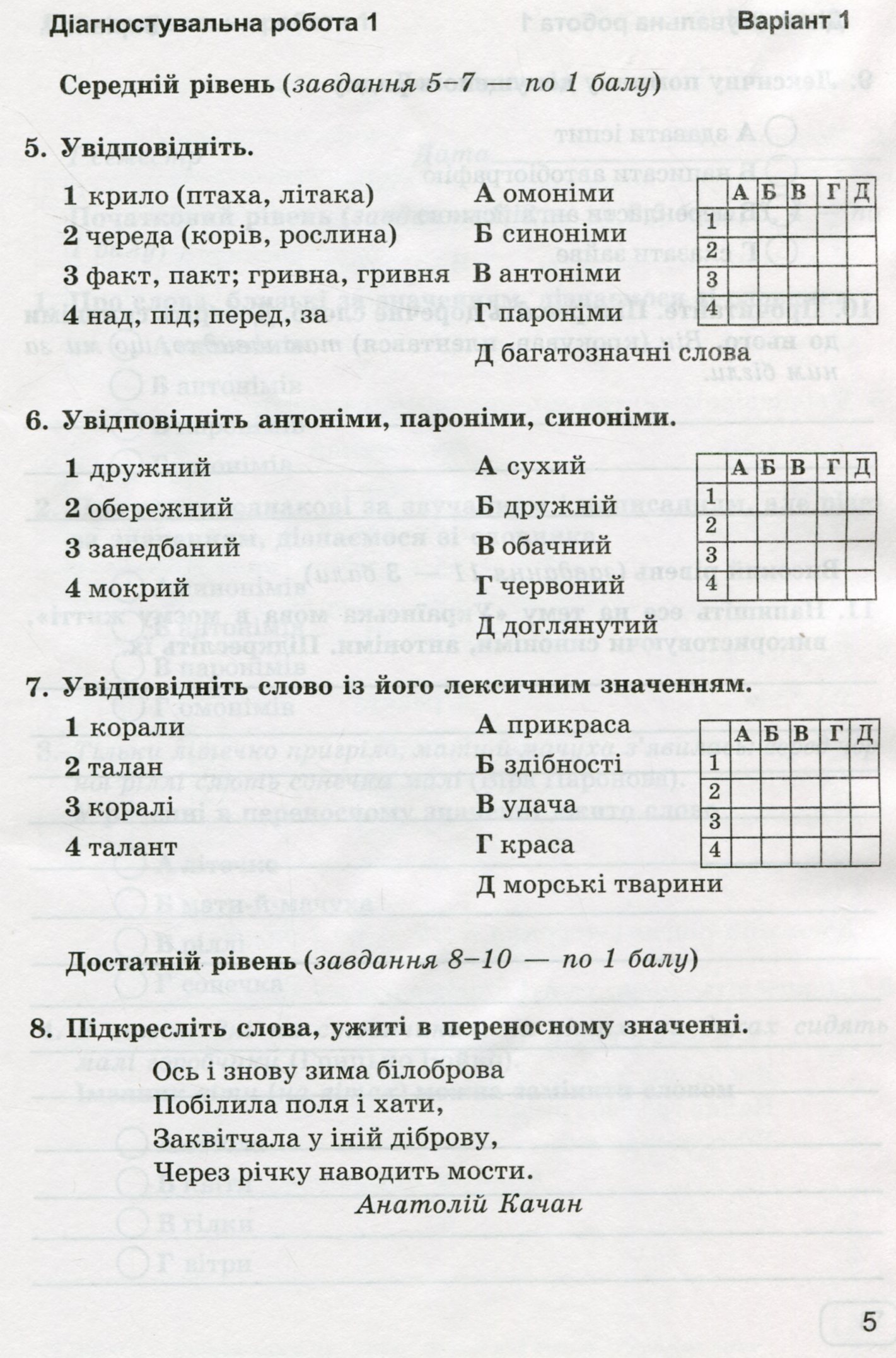 Українська мова. 5 клас. Зошит для діагностувальних робіт за прогр. О. Заболотного та ін. — фото 6