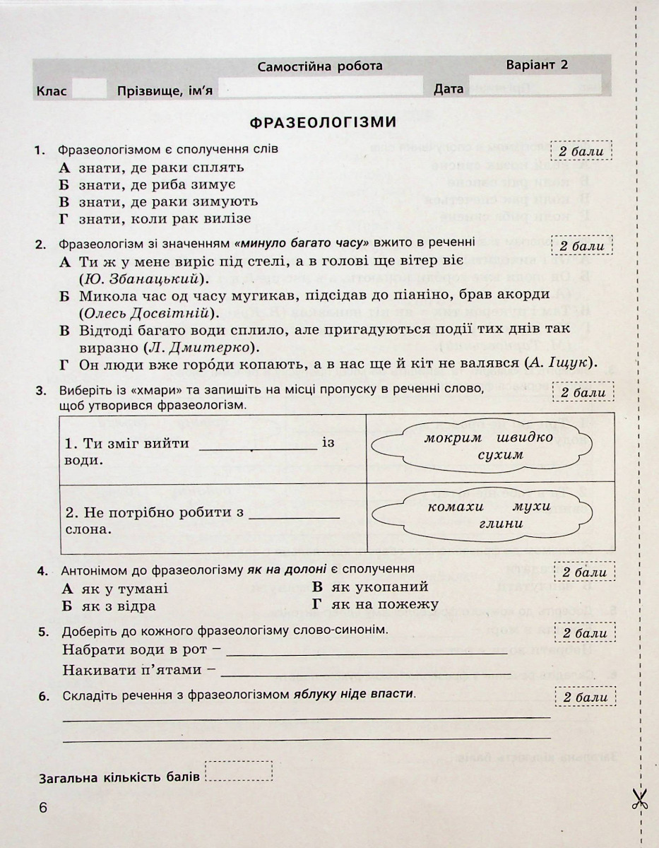 [object Object] «Українська мова. 6 клас. Контроль результатів навчання», авторов Александр Заболотный, Виктор Заболотный - фото №6 - миниатюра