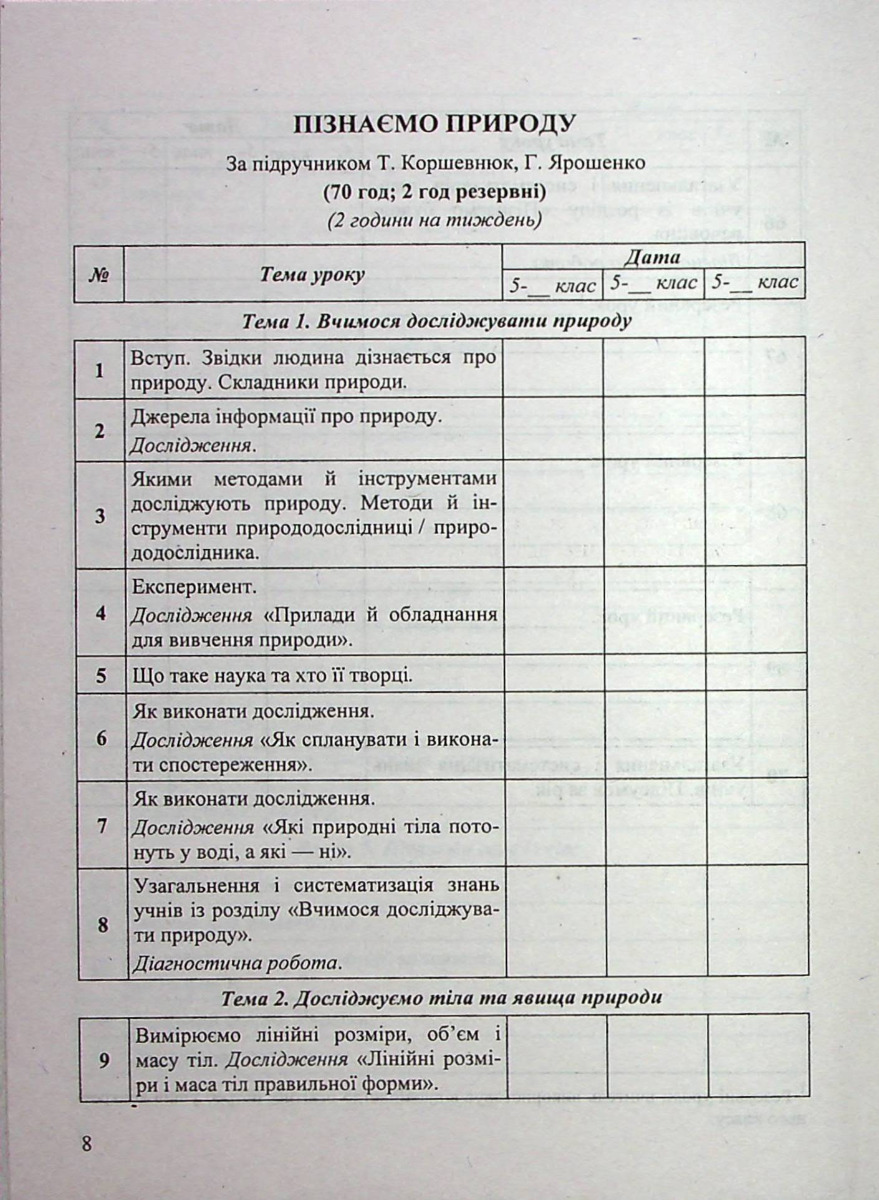 [object Object] «Календарно-тематичне планування. Пізнаємо природу. 5 клас», автор Ірина Жаркова - фото №6 - мініатюра
