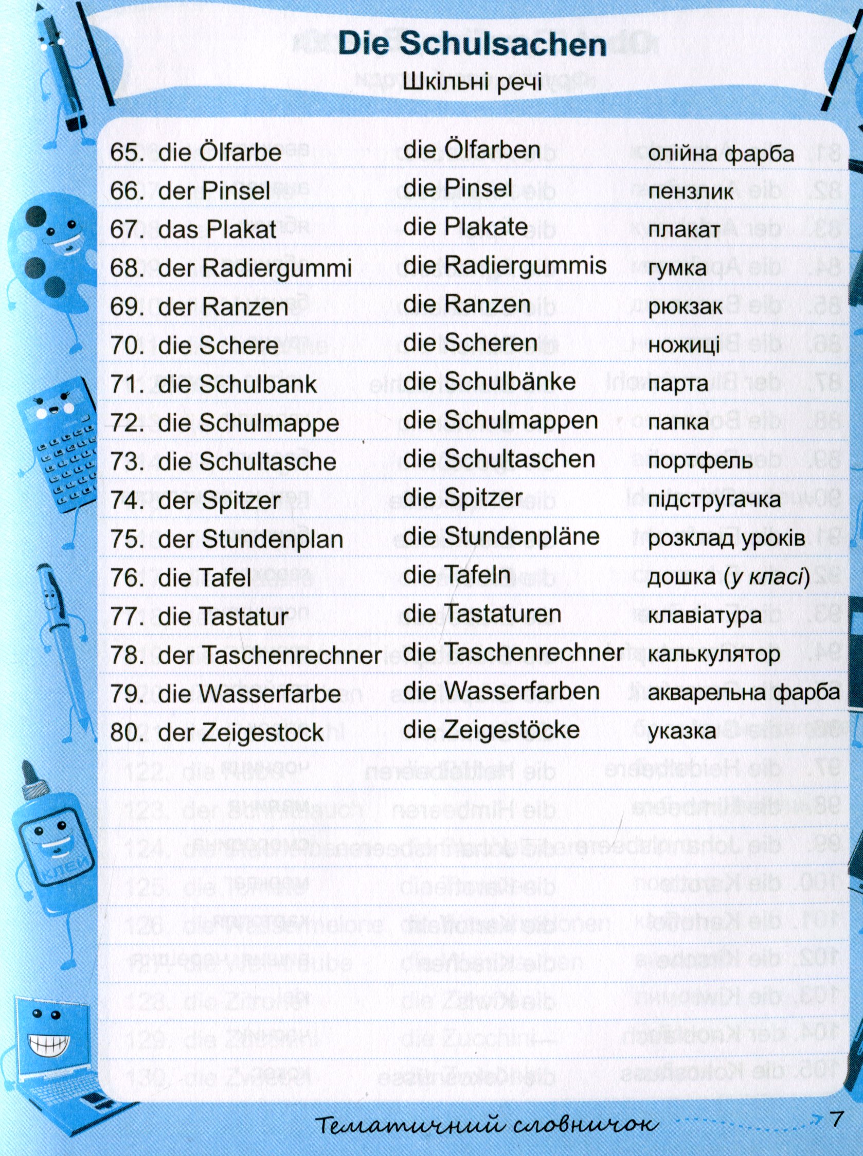 Deutsch Mein Vokabelheft. Мій словник з німецької мови. 1-4 класи — фото 9