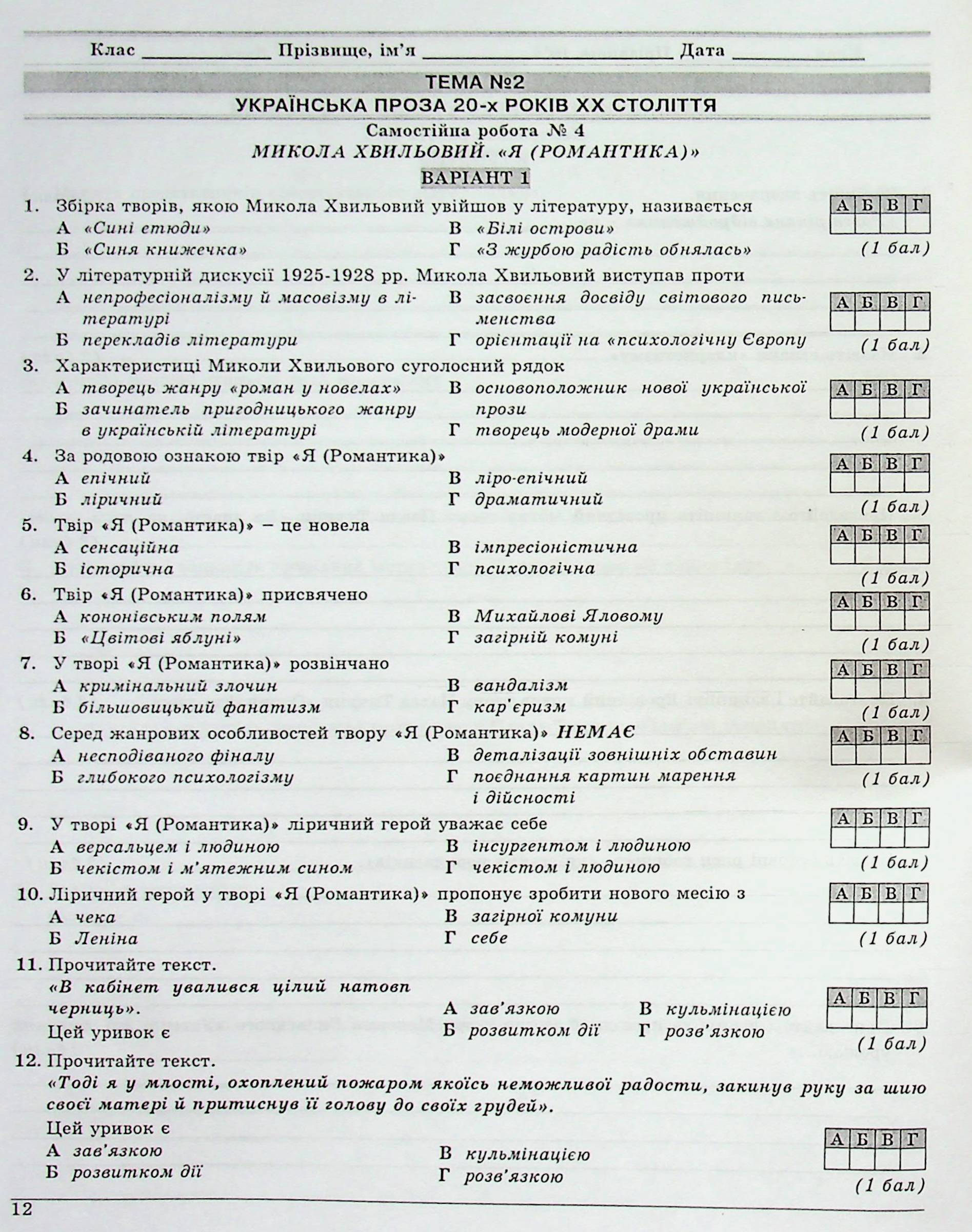 Українська література. 11 клас. Контрольні тестові завдання — фото 15