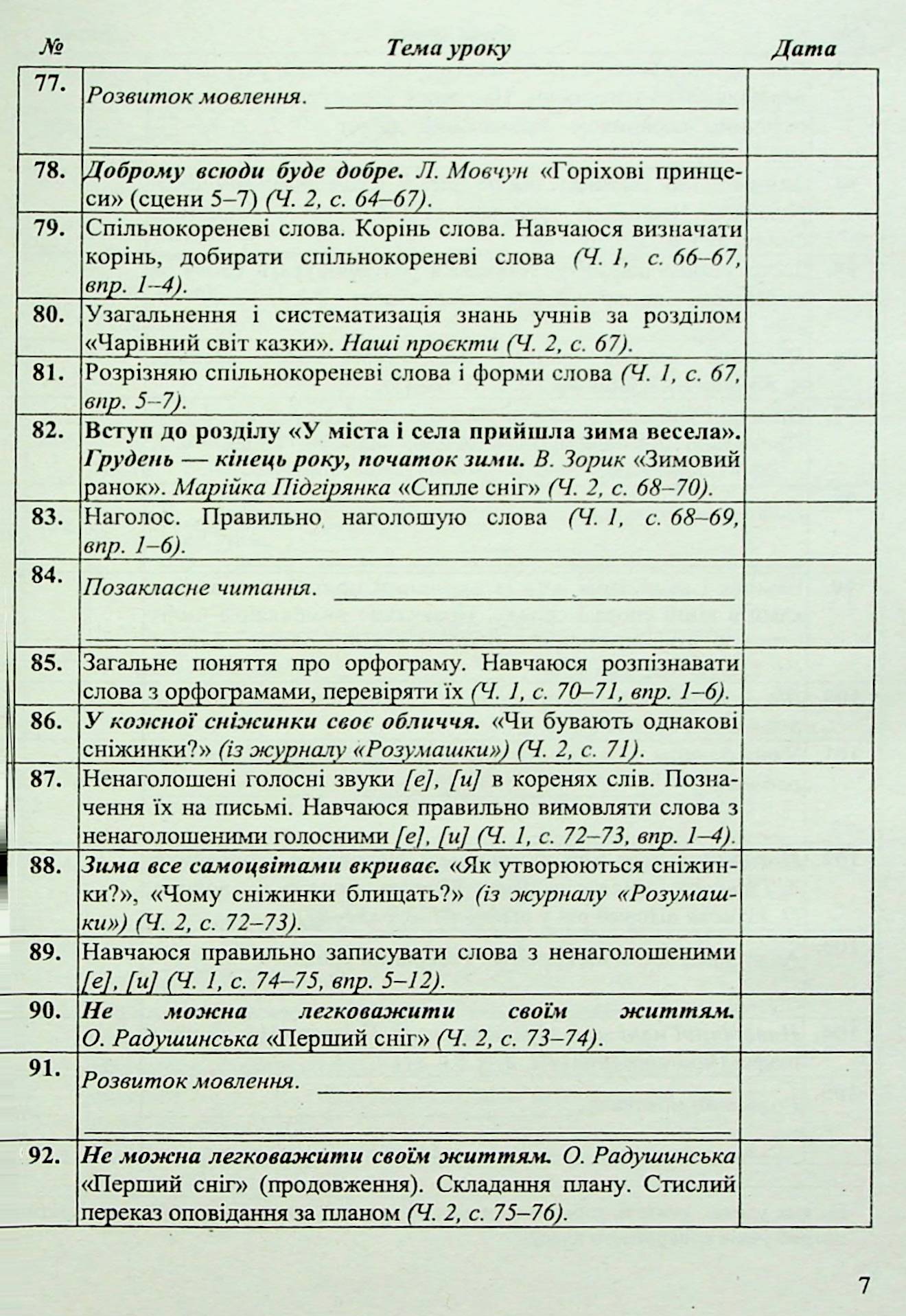 Календарне планування за програмою О. Я. Савченко. 3 клас — фото 9