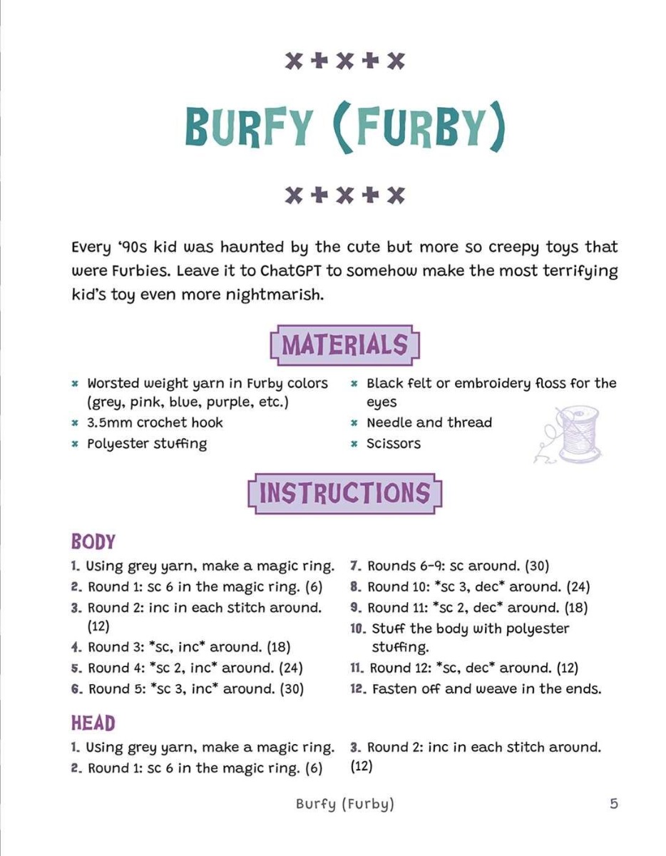 [object Object] «Cursed Crochet: Create Unhinged Versions of Your Favorite Cartoons, Characters, and Animals with Amigurumi Patterns Crafted by ChatGPT» - фото №3 - миниатюра
