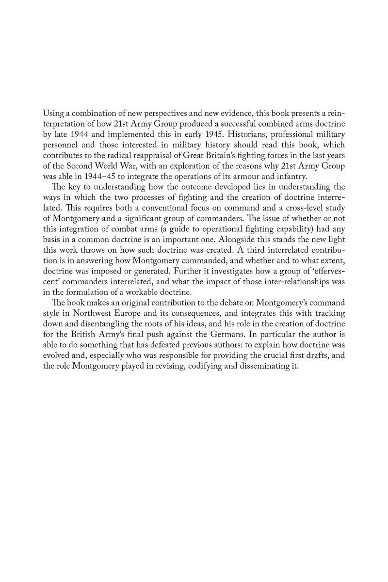 [object Object] «Monty's Functional Doctrine. Combined Arms Doctrine in British 21st Army Group in Northwest Europe 1944-45», автор Чарльз Форрестер - фото №2 - миниатюра