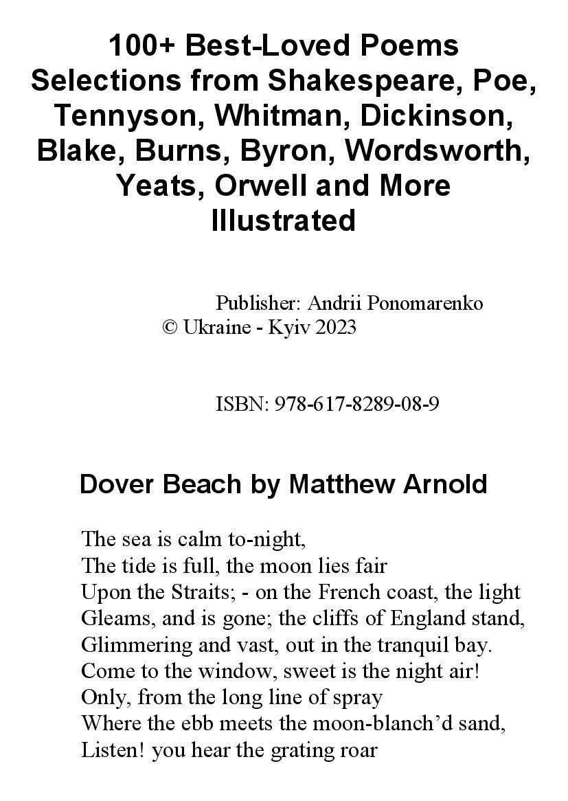 [object Object] «100+ Best-Loved Poems Selections from Shakespeare, Poe, Tennyson, Whitman, Dickinson, Blake, Burns, Byron, Wordsworth, Yeats, Orwell and More», авторів Вільям Шекспір, Едгар Аллан По, Альфред Теннісон, Уолт Уітмен, Емілі Дікінсон, Уільям блейк, Роберт Бернс, Джордж Гордон Байрон, Вільям Вордсворт, Уильям Батлер Йейтс, Джордж Орвелл - фото №2 - мініатюра