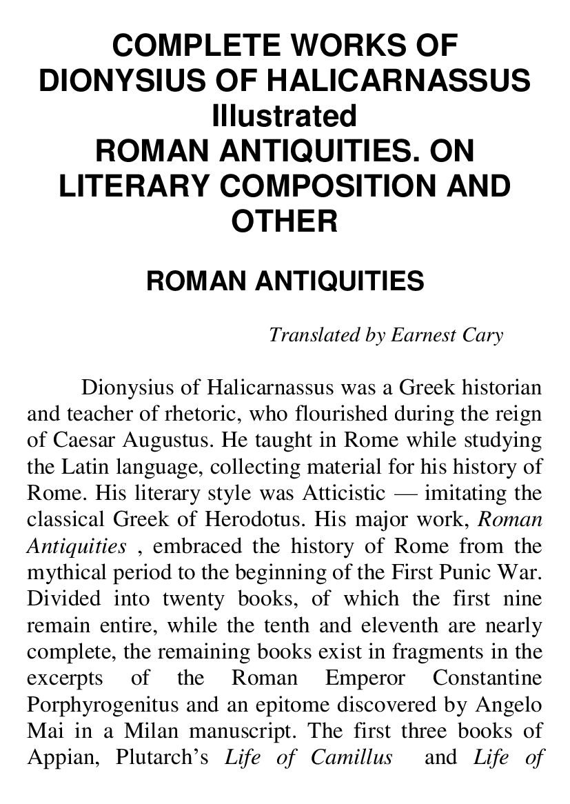 [object Object] «The Complete Works of Dionysius of Halicarnassus. Illustrated», автор Діонісій Галікарнаський - фото №2 - мініатюра