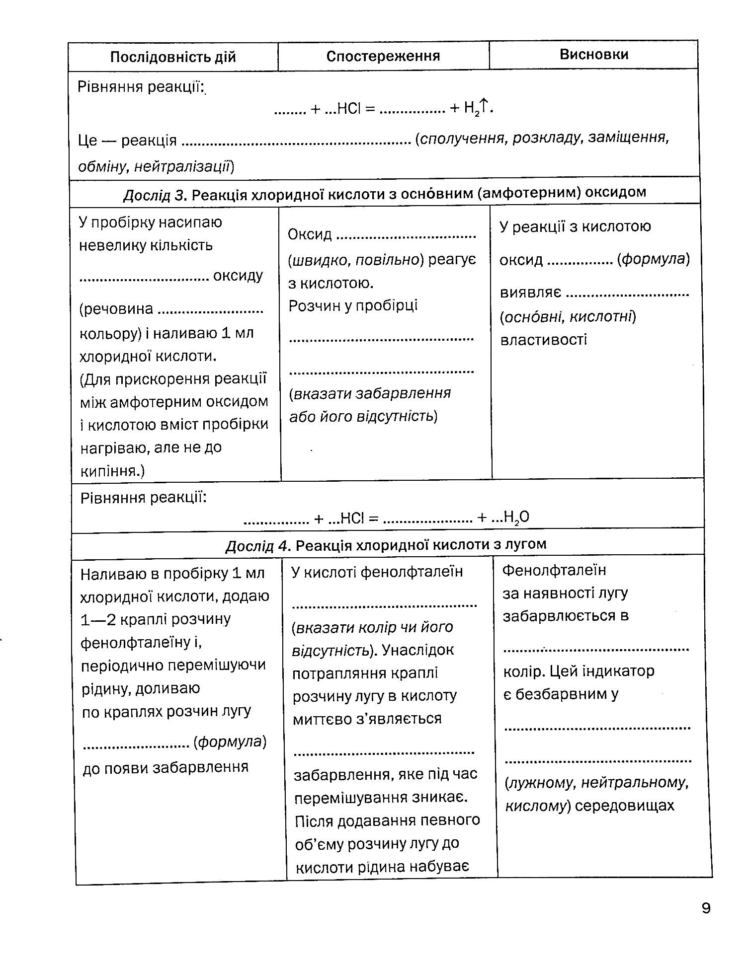 Зошит для практичних робіт з хімії. 8 клас — фото 9