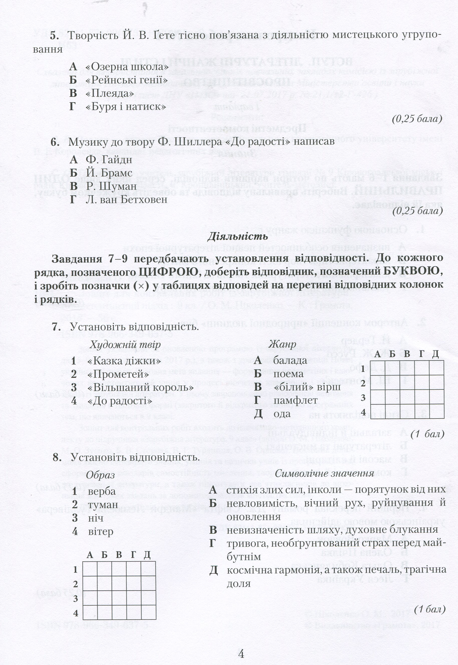 Зошит для контрольних робіт із зарубіжної літератури. Компетентнісний підхід. 9 клас — фото 3