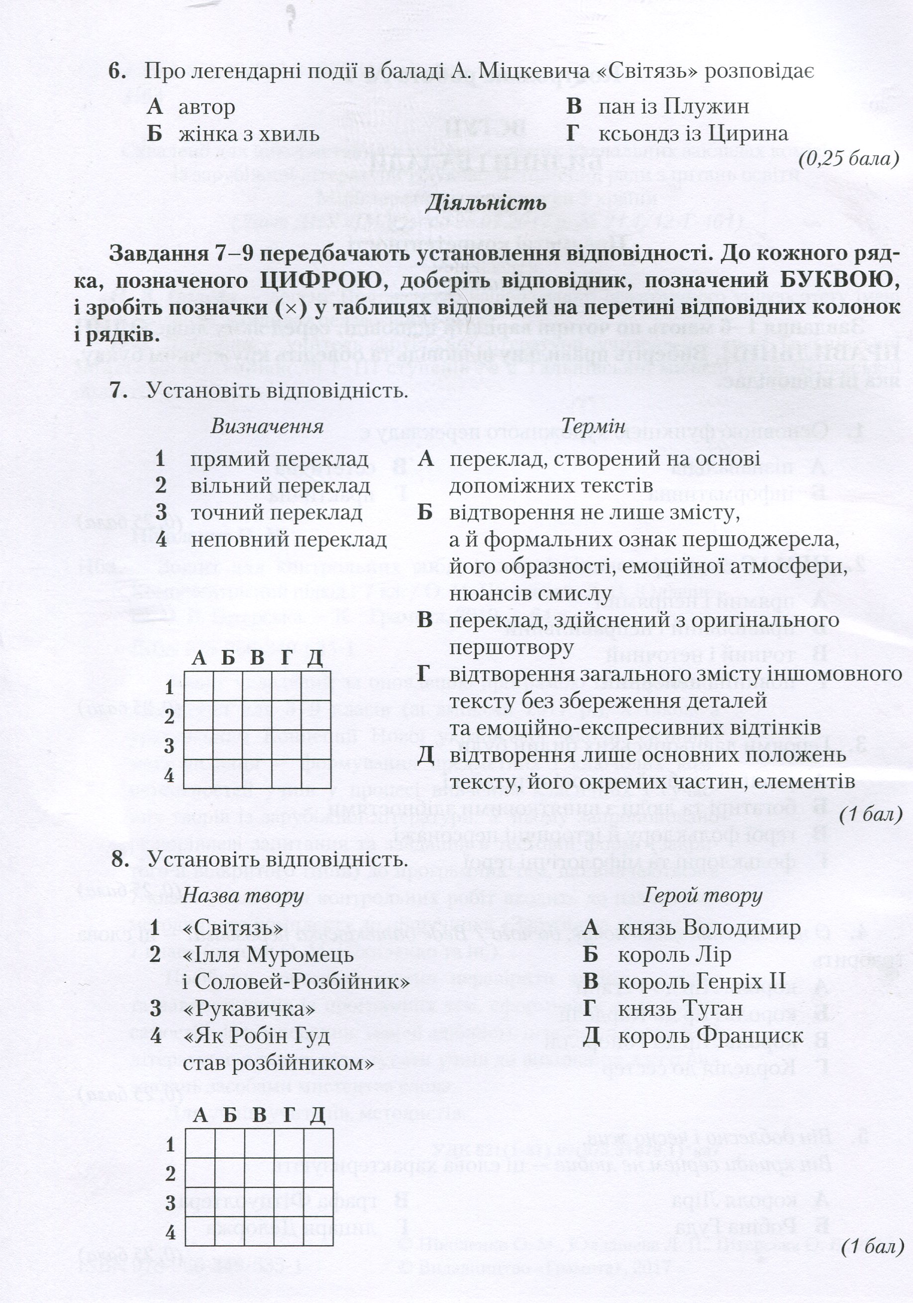 Зошит для контрольних робіт із зарубіжної літератури. Компетентнісний підхід. 7 клас — фото 3
