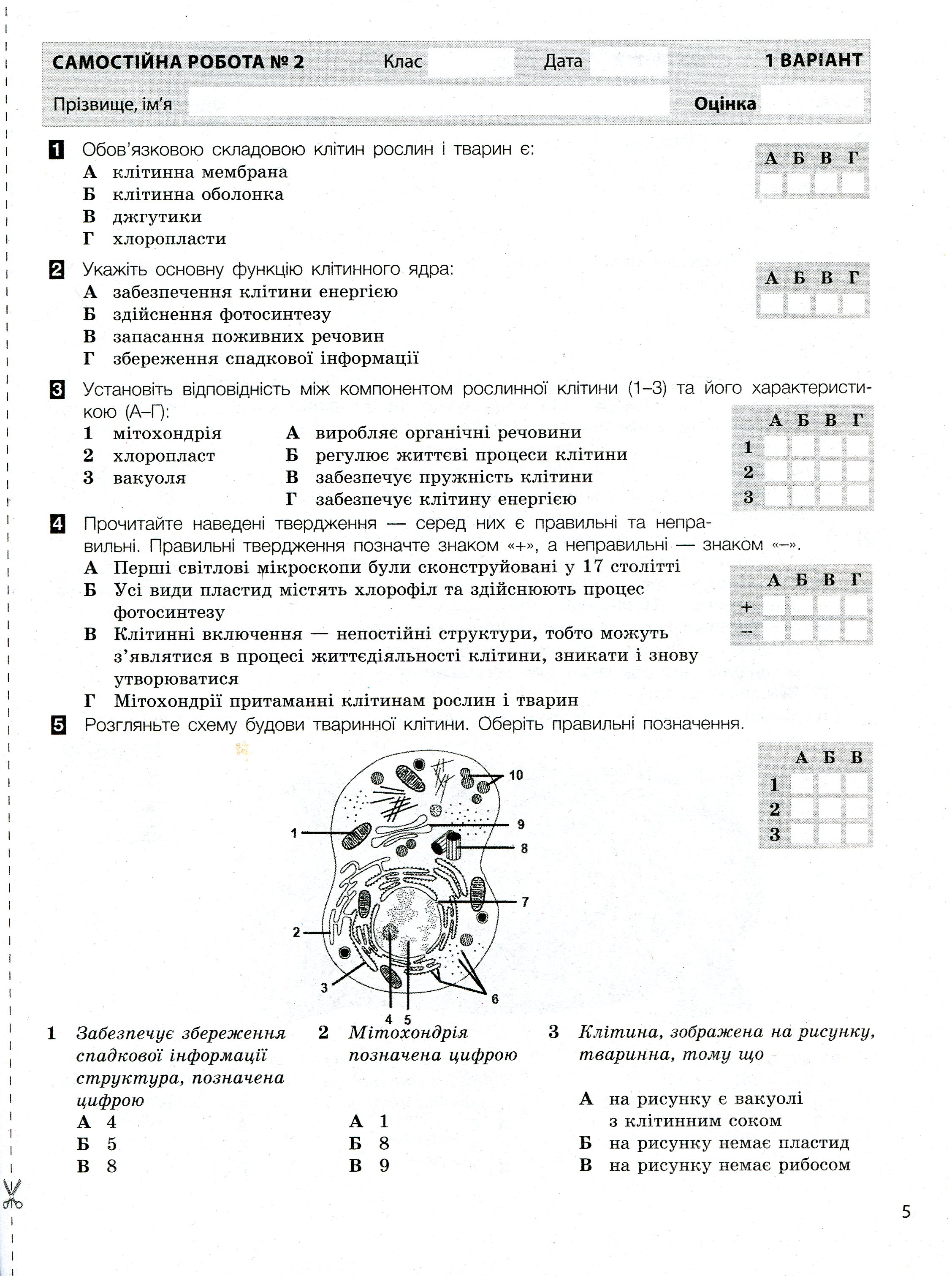 Біологія. Тестовий контроль результатів навчання. 6 клас (+ Зошит для практичних робіт) — фото 6