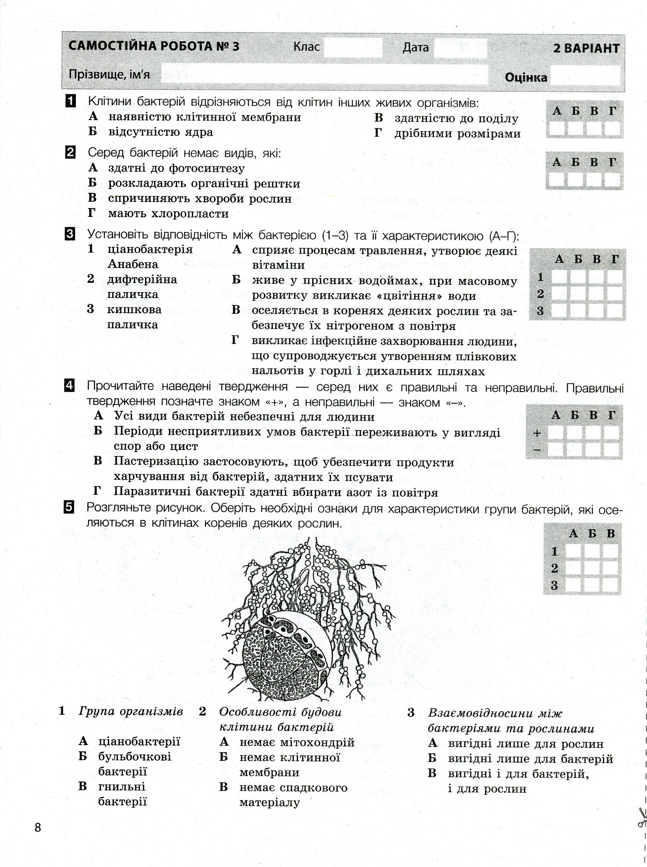 Біологія. Тестовий контроль результатів навчання. 6 клас (+ Зошит для практичних робіт) — фото 9