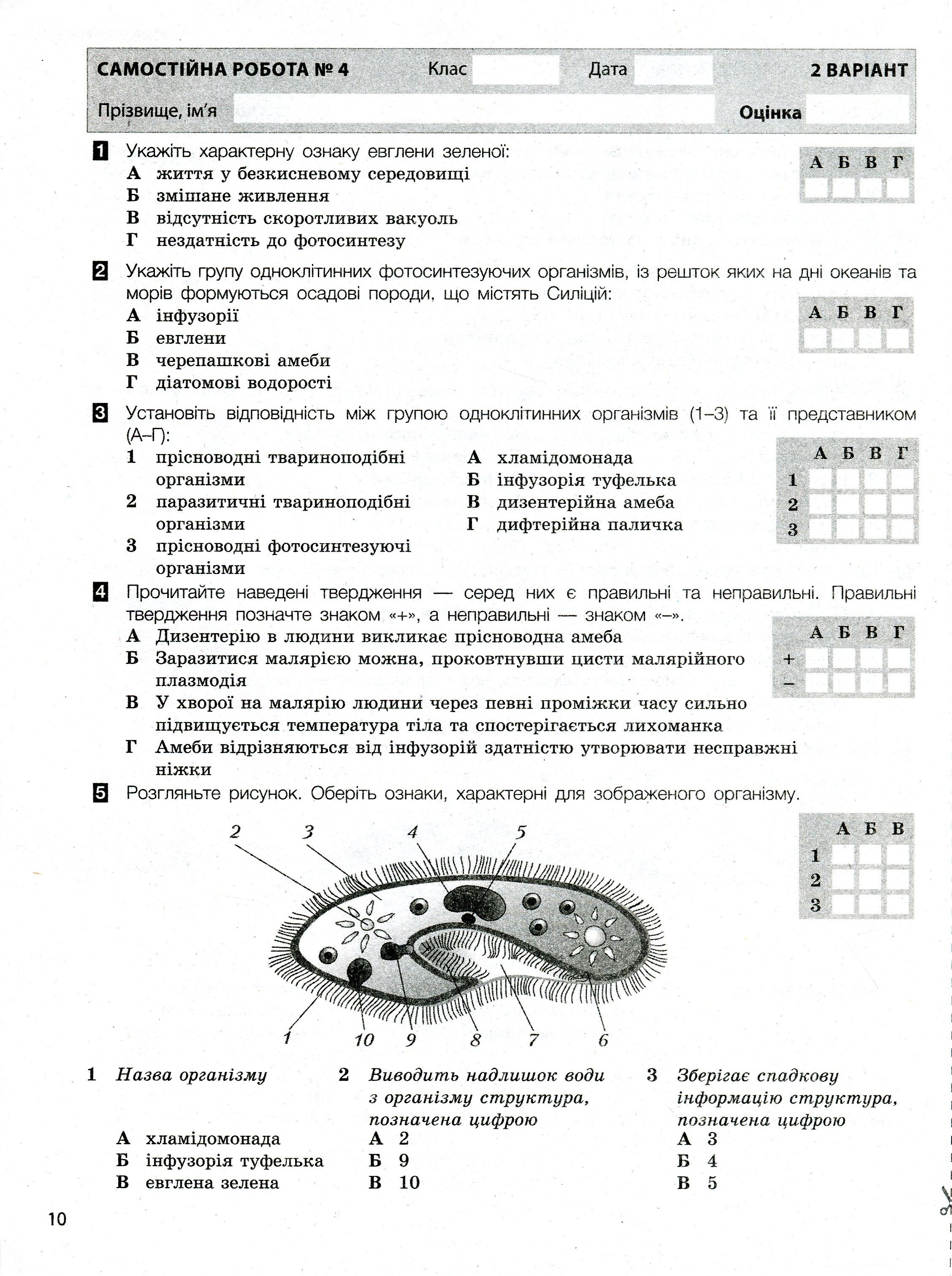 Біологія. Тестовий контроль результатів навчання. 6 клас (+ Зошит для практичних робіт) — фото 11