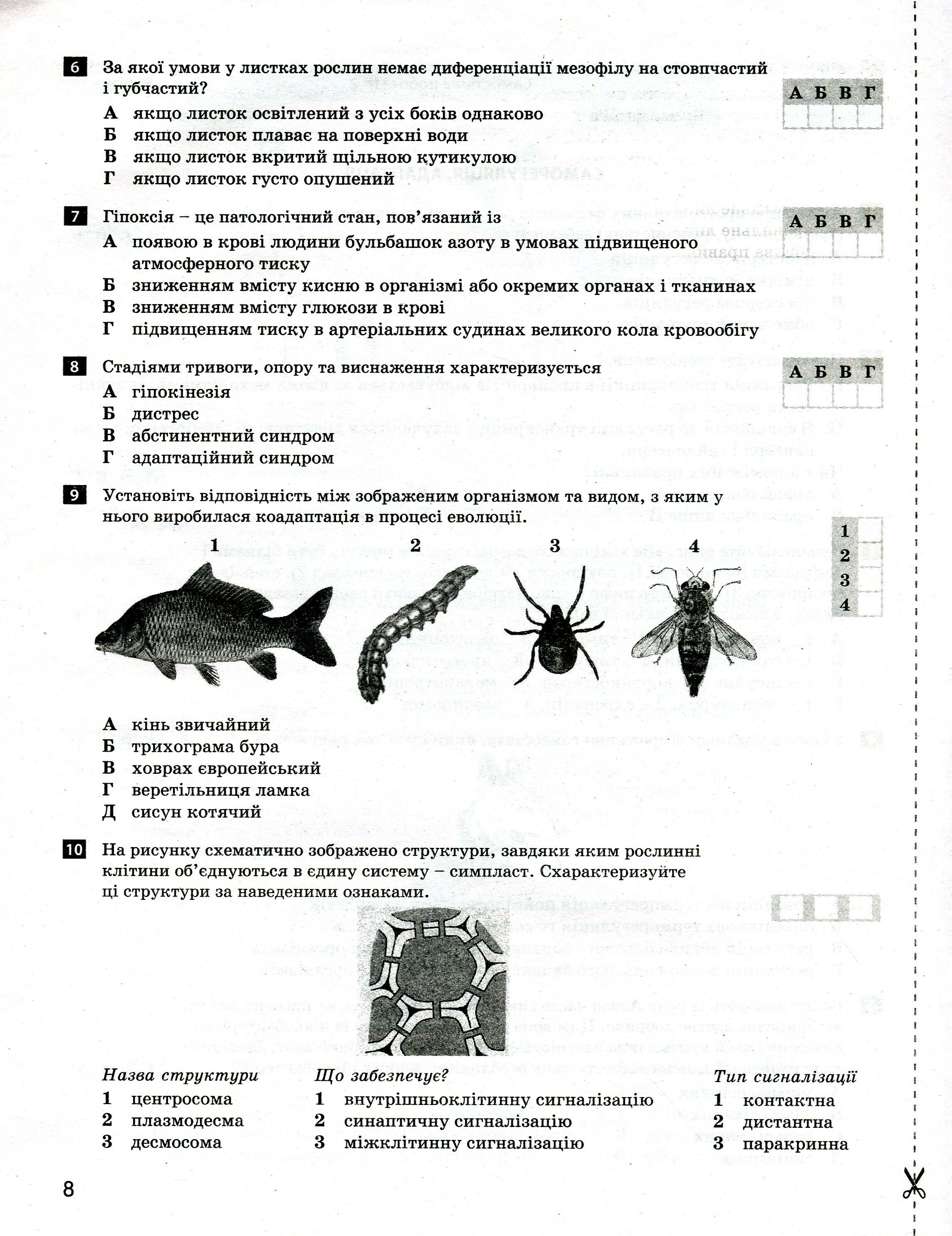 Біологія і екологія. Профільний рівень. Тестовий контроль результатів навчання. 11 клас (+ Додаток) — фото 12