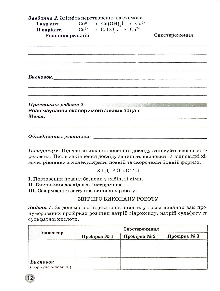Зошит для лабораторних дослідів, практичних робіт і тематичного контролю знань з хімії. 9 клас — фото 13